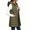 Women's Casual Long Hooded Sleeveless Quilted Vest