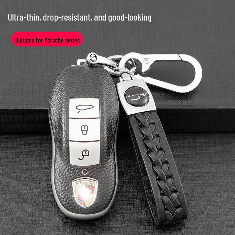 Porsche Compatible Key Case for Cayenne, Macan, Panamera, and 718 - Unisex Remote Keybag with Buckle