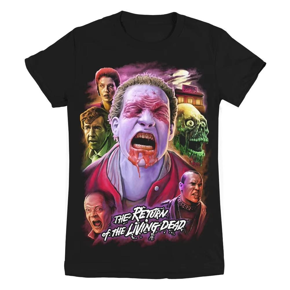 2026 T-shirt - Summer 80s psychedelic pattern short-sleeved loose street style relaxed fit horror-themed fan shirt