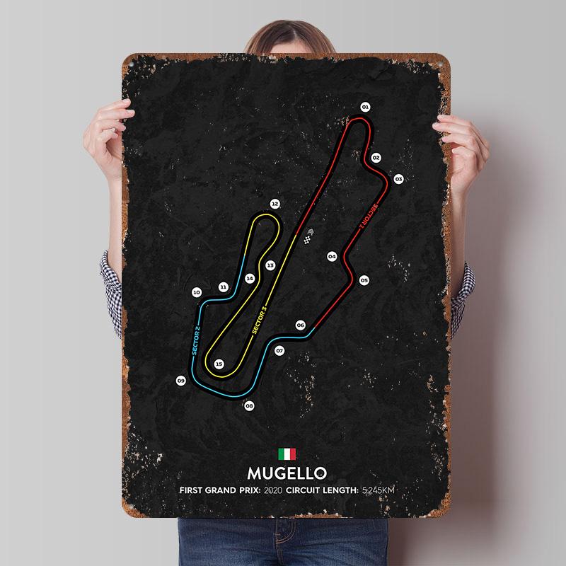Mugello Circuit Tinplate Poster Customized Wall Art Vintage Retro Metal Signs for Coffee Bar Accessories Room Decoration Gaming