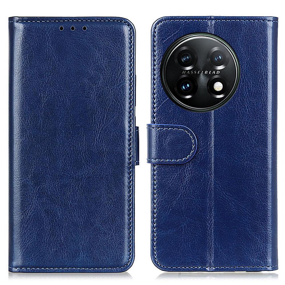 Phone Stand Case Wallet for OnePlus 11 5G,Crazy Horse Texture Magnetic Clasp PU Leather+TPU Shockproof Cover