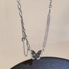 Luxury Black Zircon Love Butterfly Necklace For Women Sweet Crystal Chain Tassel Pendant Necklace Clavicle Choker Collar Jewelry