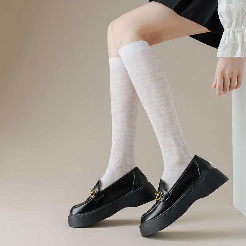Girls Long Socks Stockings Women College Style Plaid Knee Socks Women Ultra-thin Transparent Crystal Silk Socks Stockings Sox
