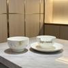 Set di stoviglie in ceramica smaltata con bordo dorato Yu Bao Fang - Elegante collezione di ciotole e piatti per la nuova casa.