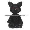 Zen Black Meditating Cat Sculpture - Resin Garden & Desk Ornament