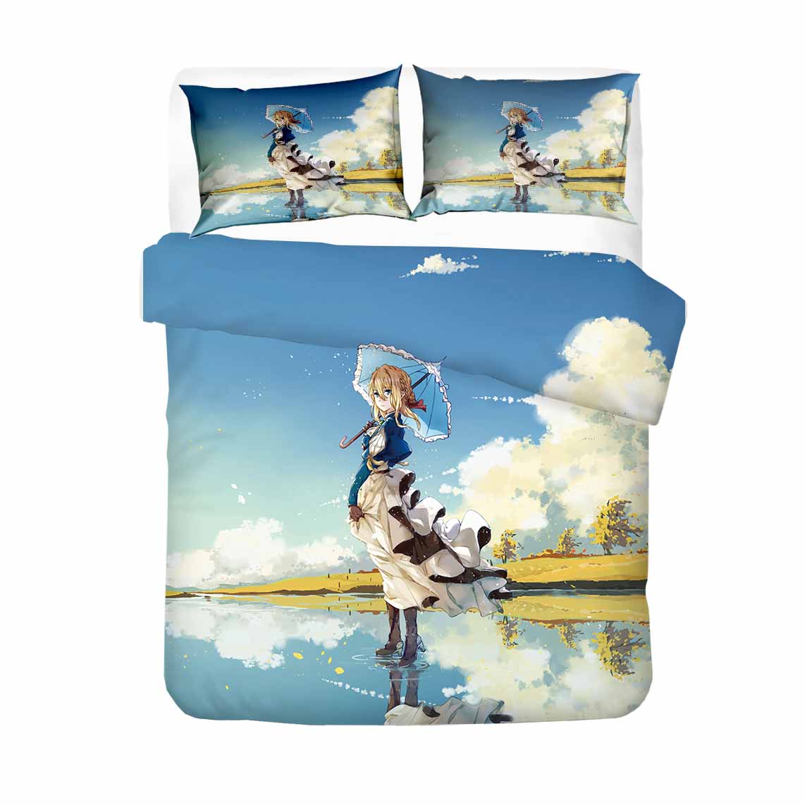 

Elegant Comfortable Kid Anime Pink Bed Linens Polyester Bedroom Home Textile Housse De Couette Dekbed Overtrek Teenagers Quilt Comforter (quilt)-EU Single(135*200cm)3pcs