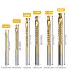 6pcs Hole Opening Twist Bore Bits 3-8MM HSS Drill Bits 3 in 1 Grooving Drills  Thin Wooden Board