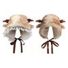 Deer Design Winter Hat Plush Ears Women Furry Animal Hat Cold Days Skiing Snowboarding Windproof Ear Protection Warm Hat