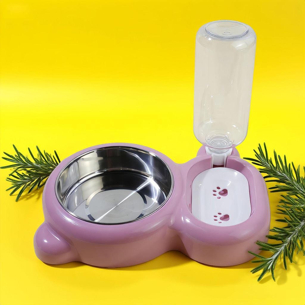 Double Cat Bowl Macaron Color Anti-Spill Pet Feeder - Oval Style