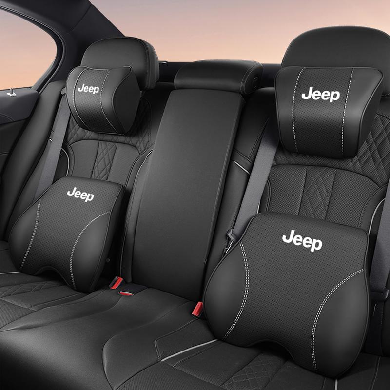 Car Neck Pillow Protective Lumbar Support Leather Headrest For Jeep Grand Cherokee Wrangler Gladiator Compass Renegade Wagoneer