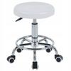 Rondo Hairdressing Stool, White, Eco-leather, Chrome Base, Adjustable