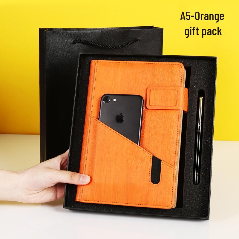 Multifunctional Red Business Notepad with Ins Style for Meetings & Daily Records