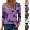 3/4 Sleeve Womens Tops For Women Henely Tops Button V Neck  Loose Fit Dressy Womens Summer Tops