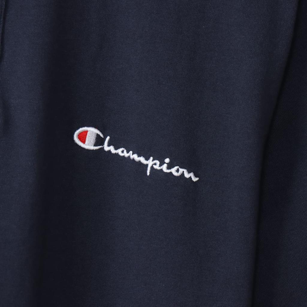 Champion Basic Polo Shirt with Embroidered Script Short Size XL Men's Logo, Sleeve, 100% Cotton, Navy, (C3-X361Z)