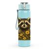 1PC Floral Sunflower Raccoon 750ml Color Plastic Sports Water Bottle Leakproof Flip Straw Lid Suitable for Sports Office Home Use