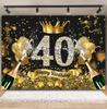 Black Gold Happy Birthday Backdrop Glitters Balloon 18th 30th 40th Adult Anniversary Birthday Party Photography Background Decor5