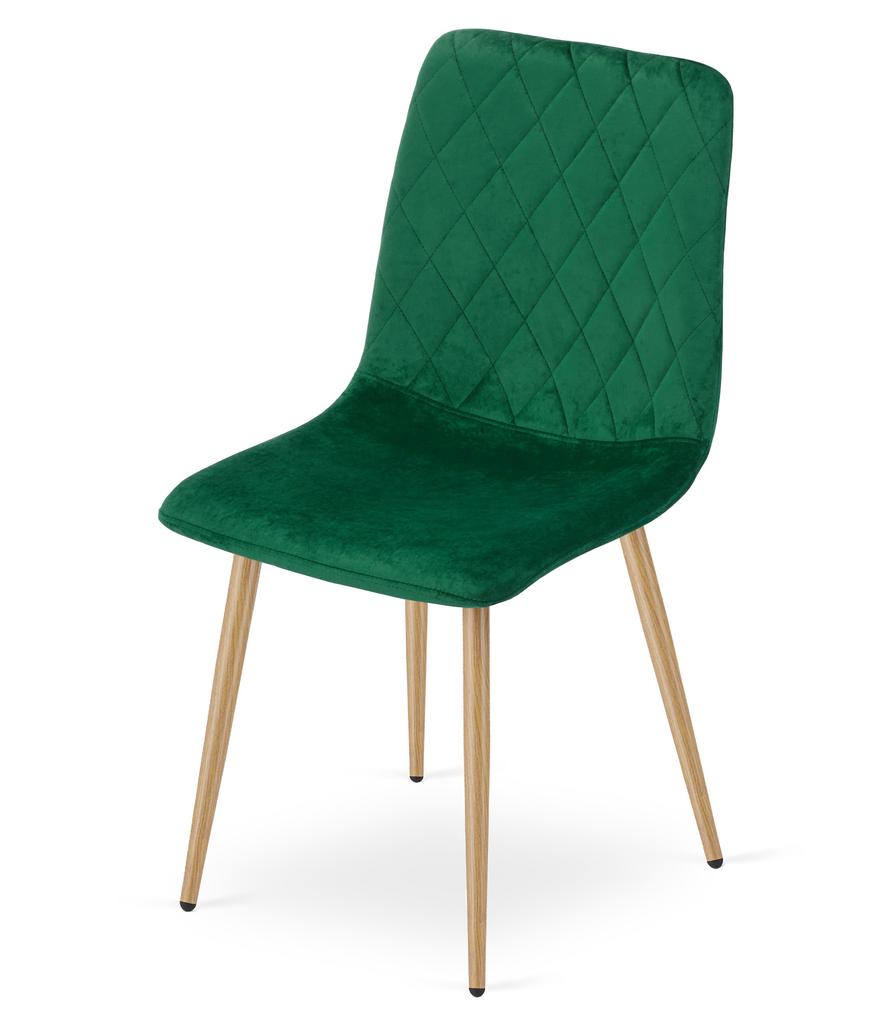Turin Chair - Dark Green Velvet / Wood-Colored Legs X 4
