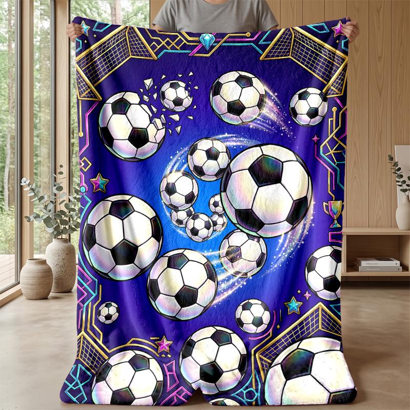 Soccer Ball Celebration Theme blanket Lightweight Warm Flannel Blanket Decorative Throw Blanket for Home Decoration