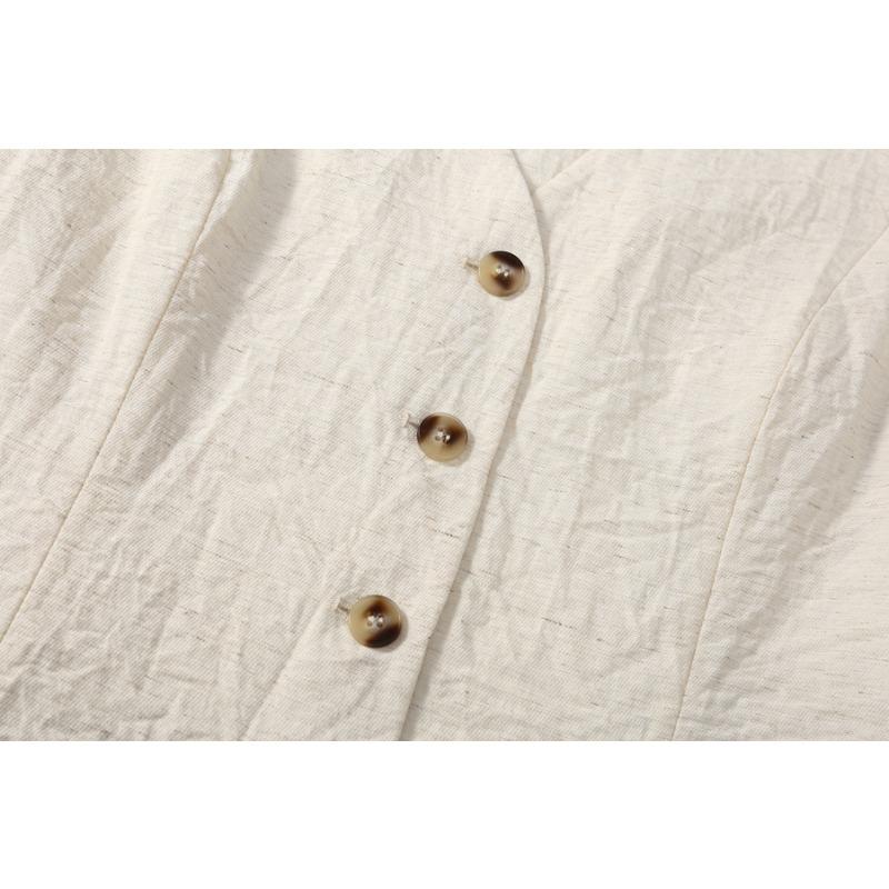 Linen vest thin women's vest summer new high-end slim short sleeveless suit v-neck waistcoat vest 009#