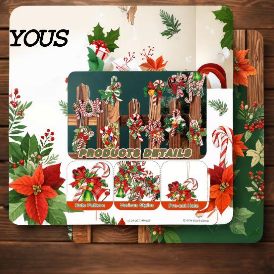Winter Holiday Hanging Crafts Christmas Wooden Ornaments with Lanyards, Decorative Pendants Boxwood Tree for Fireplace & Party Decorations Home