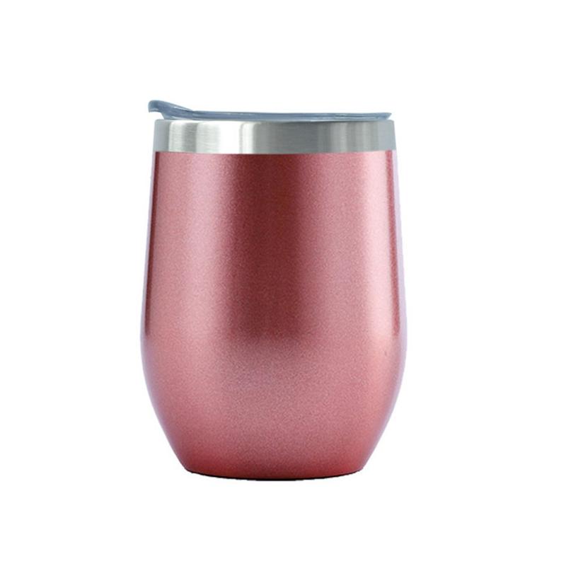 Custom 12oz Stainless Steel Double Layer Eggshell Insulated Vacuum Thermos Coffee Cup Outdoor Mini Egg Shaped Cup Mug with Lid