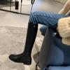 Xiaoxiangfeng Black Boots Women's Autumn and Winter New Flat-bottomed High Knight Boots But Knee Boots High Boots