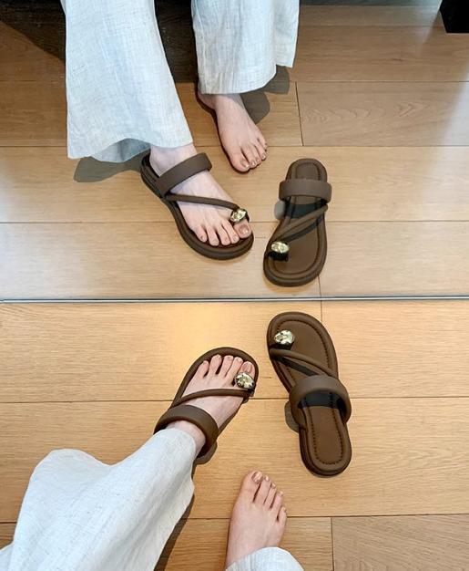 Yuanlitong Sommer neue auf Scheiße treten Gefühl dicksohlige Halb-Mopp Sandalen Damen tragen koreanische Version Zehen vielseitige dicksohlige Sandalen