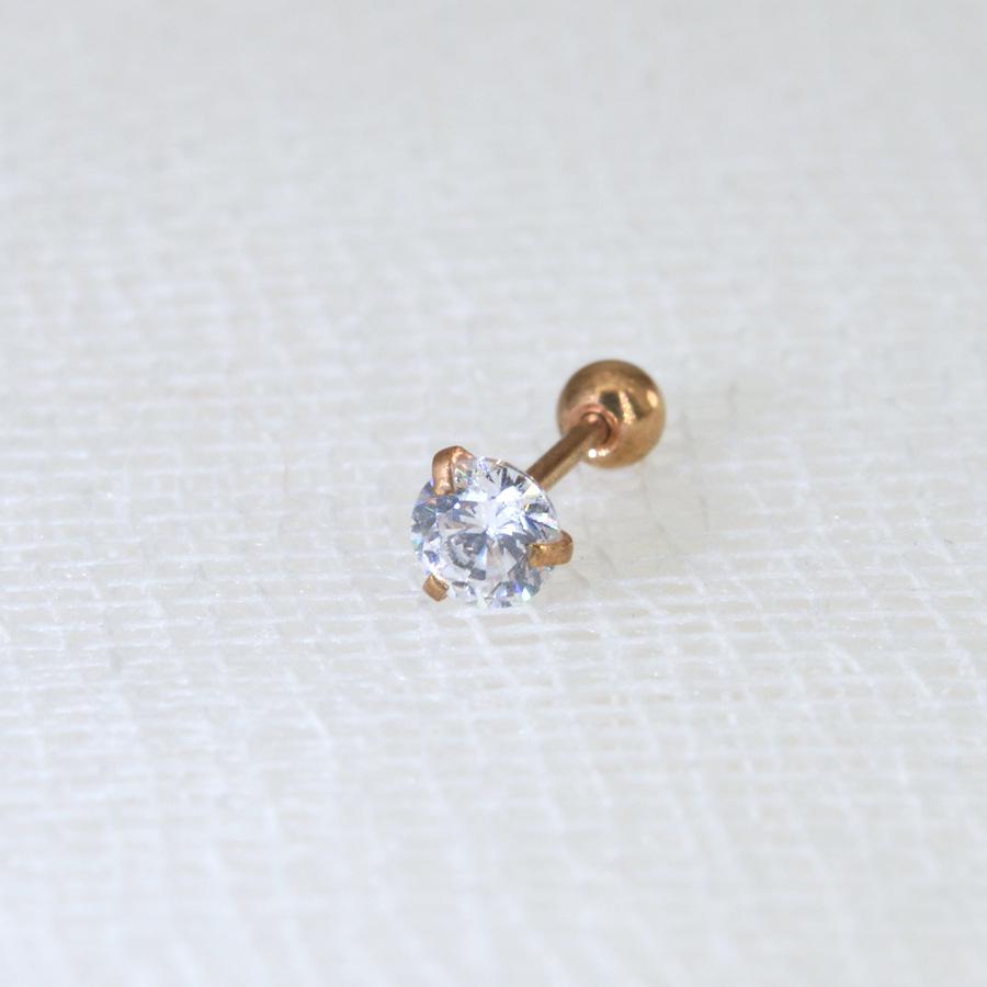 0.8mm Thick Minimalist Zircon 3-Prong Stud Earrings, Stainless Steel Screw for Ear Cartilage, Available in 1.5-5mm.