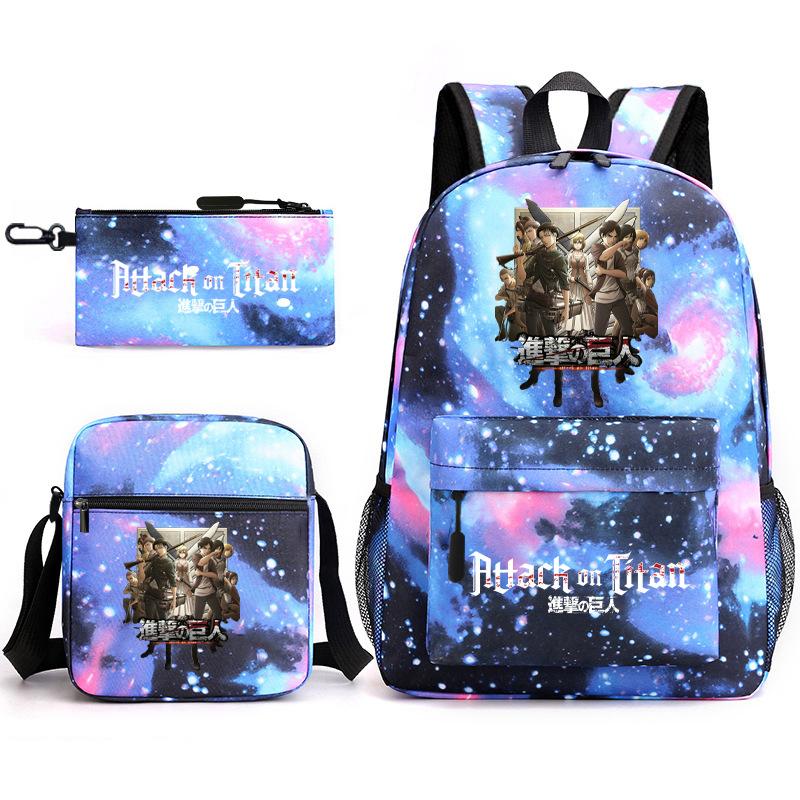 Attack on Titan Teen Anime Rucksack Attack on Titan Schultasche Dreiteiliges Set