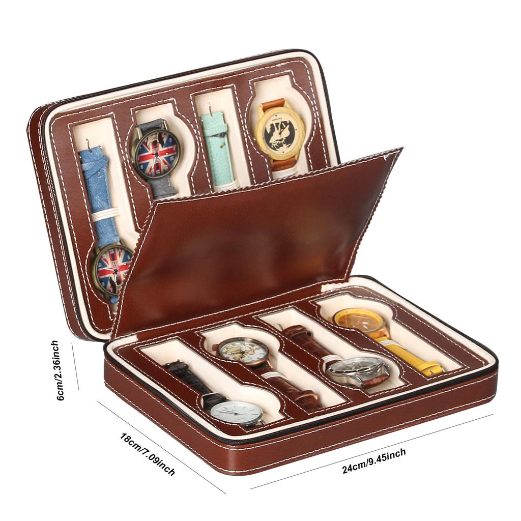 Delesys 2/3/4/8 Slots Embedded Portable Travel Storage Bag For Watch/Daily Necessities Storage Box Leather Zipper Watch Box