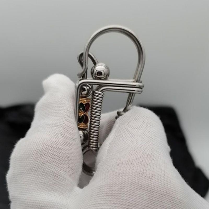 Stainless Steel Handicraft Key Card Bag Ring Buckle Pendant Matte Color Bead Trinket Car Keyring Creative Gift Small Decoration