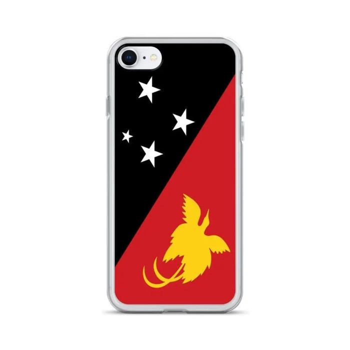 Coque iPhone - Papouasie-Nouvelle-Guinée - SE 2020 - Souple - Multicolore - Design Drapeau