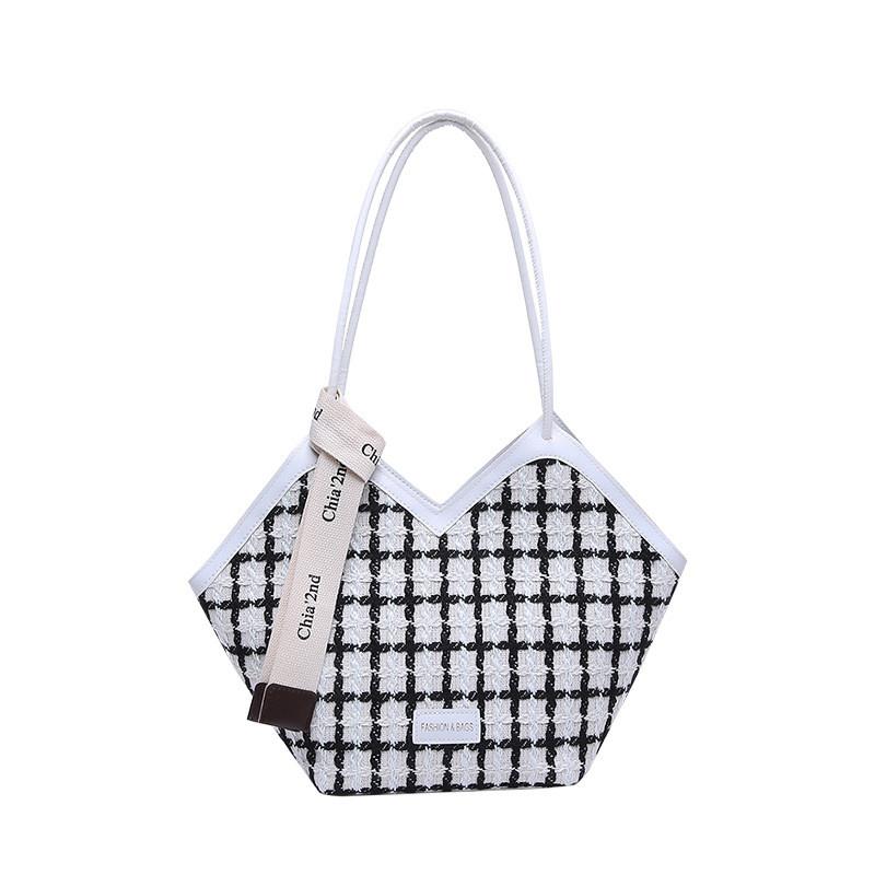 Geometric Check Chic Colorblock Shoulder Bag For Women Perfect For Commuting And Casual