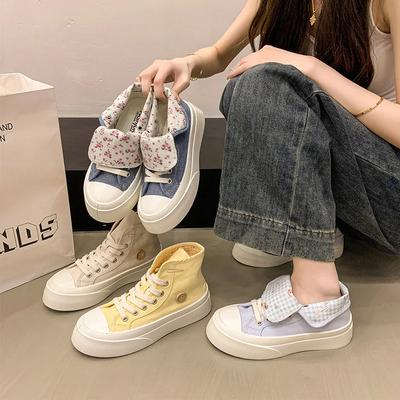 Mode Neu 2025 Damen Canvas-Schuhe mit dicker Sohle Lässig Zwei-Wege-Trageweise Frühling Herbst Mode Flacher Absatz Erwachsene Polyurethan-Schuhe