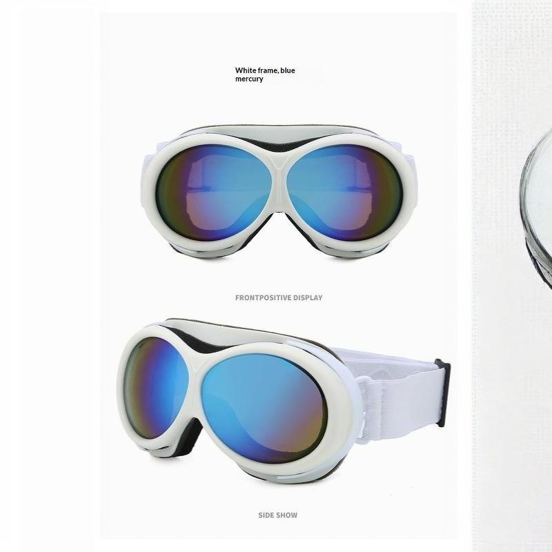 Ski Goggles Adult Double Layer Anti-Fog Colorful Round Frame Adjustable Strap Goggles for Skiing Snowboarding Sports
