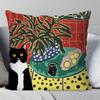 1Pcmatisse Monet Art Black Cat Animation Pillow Case Square Pillow Bedroom Sofaleisurecomfortcarlivingroom Home Decoration 40X40