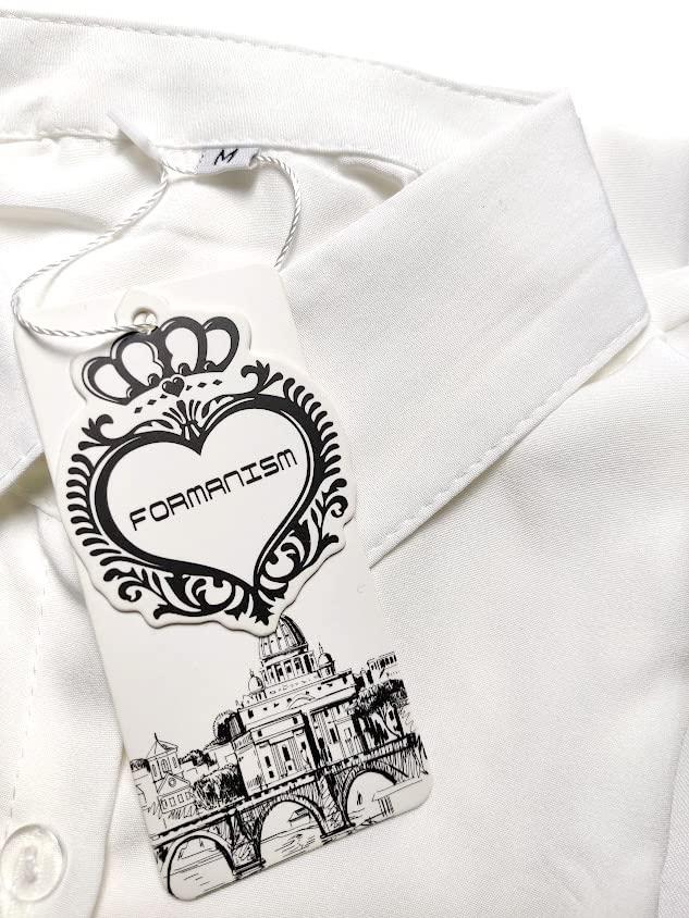 Ermeløs Chiffon Krage Slim Skjortekjole Skjorte Kort Ermet Business Krage [Formanism] Kvinners (M, svart)