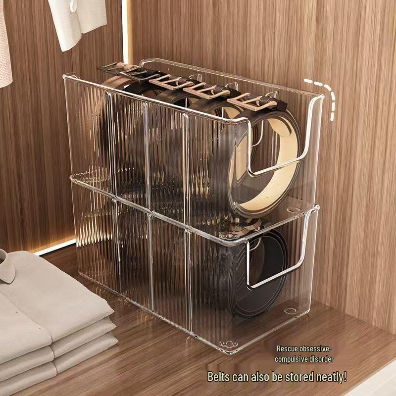 Acrylic Men's Belt Organizer: Transparent Tie and Waistband Storage Box