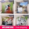 Decor Cute Siberian Husky Pillowcase Pet Dog Printed Super Soft Short Plush Pillow Case cm Animal Cushion Cover for Sofa