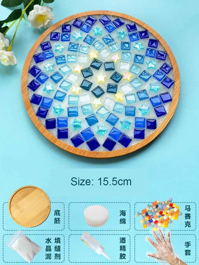 Bamboo Mosaic DIY Coasters Handmade Creative Material for Cup Mat Placemat Mosaic Crystal Craft Tool Kit Kids Gift