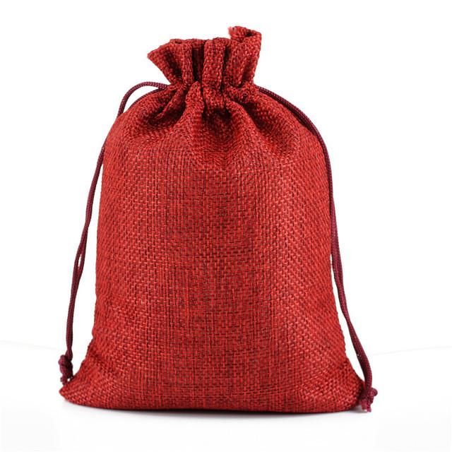 

Drawstring Linen Bag, Bundle Mouth Coffee Bean Jewelry Christmas Gift Storage Packaging Bag Linen Bag Printing Logo 15*35cm can be customized logo красный