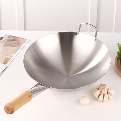 Li Lang Commercial Round-Bottom Wok with Wooden Handle