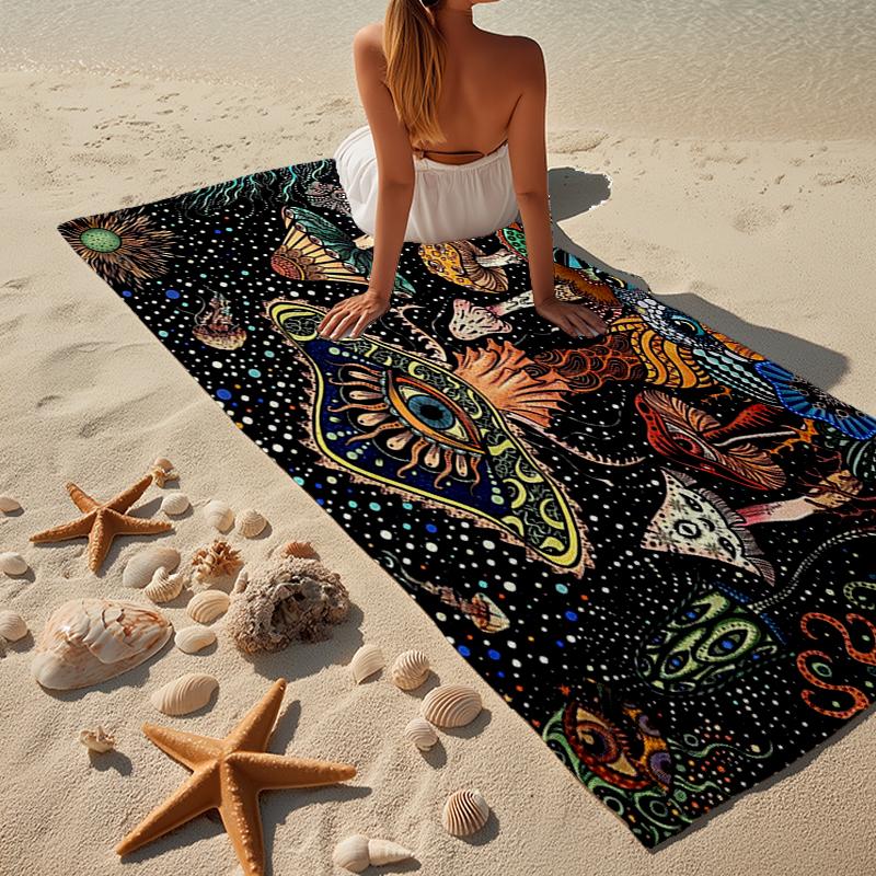 Psychedelic Serpent Flames Beach Towel, Super Soft Microfiber, Gift for Her/Him, Birthday, for Pool, Beach, Travel, Home Decor Fan gifts