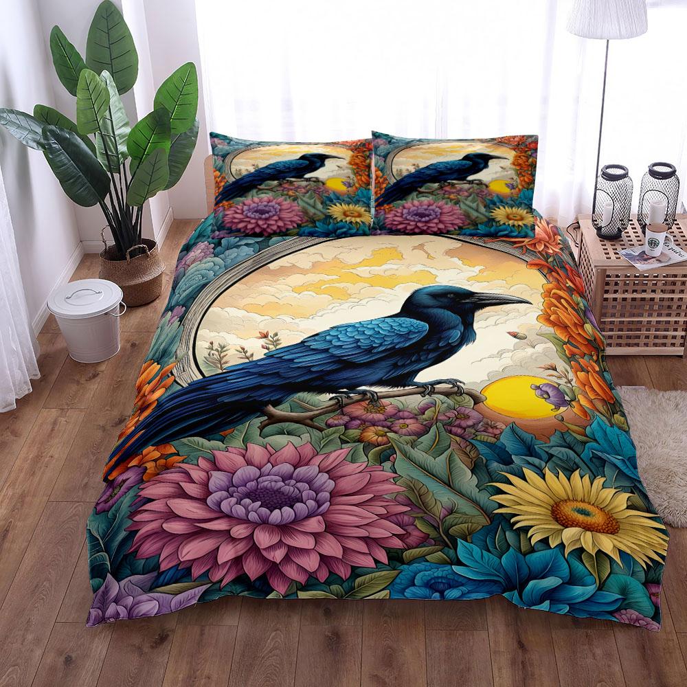 

Богемный Ужас Череп Вороны Комплект Пододеяльника Кинг Квин Дабл Фул Твин Одинарный Размер Пододеяльник Наволочка Комплект Постельного Белья 140x210cm