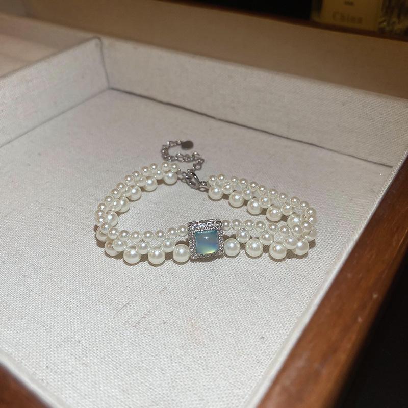Retro Geometrický Náramek ze Sladkovodních Perel - Módní Pokročilý Design Šperků pro Ženy