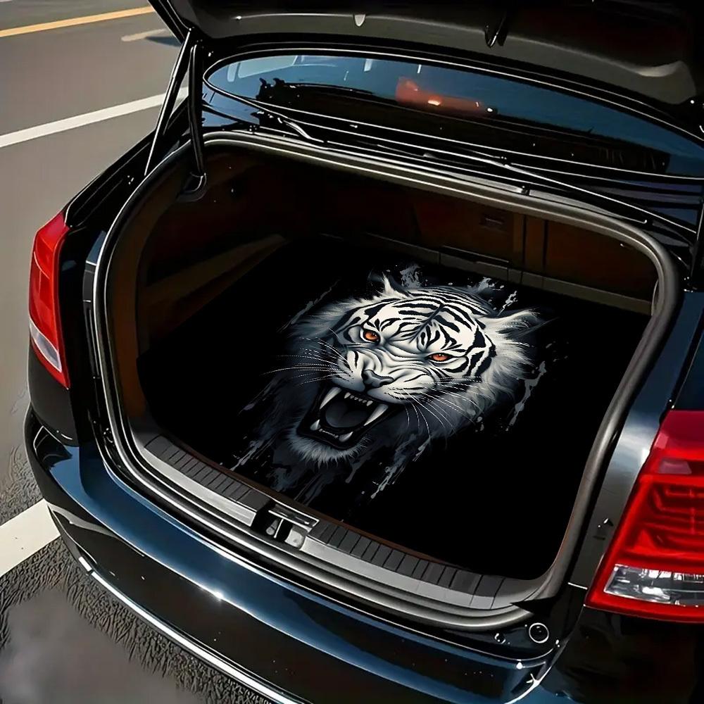 1Pcs White Tiger Printed Car Trunk Mat with Anti Slip Cargo Liner Waterproof Rear Storage Protector Floor Mat for SUV Sedan Vehi