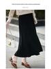 Women's Gray High-Waist Pleated A-line Skirt for Autumn/Winter - Mid-Length, Slimming, Petite Fit