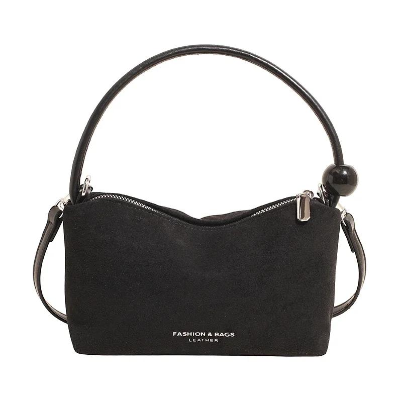 Solid Colors Hasp Suede Sewing Thread Retro Women's Shoulder Bags 2026 High Capacity Casual Versatile Casual Sweet Tote Bags