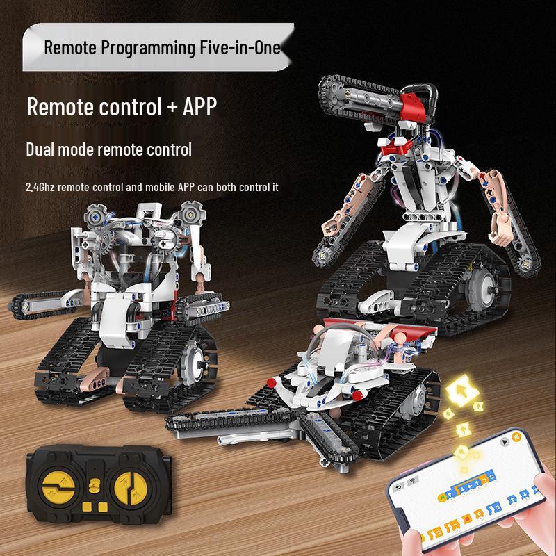 Dual Control 5-in-1 Chainsaw Robot Building Blocks: Educational Toy Gift for Kids