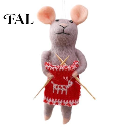 Handmade Nordic Ornament Collection Christmas Felt Mouse Ornament, Felted Wool Hanging Decoration, Warm Winter Holiday Gift Ideas Cute Knitting